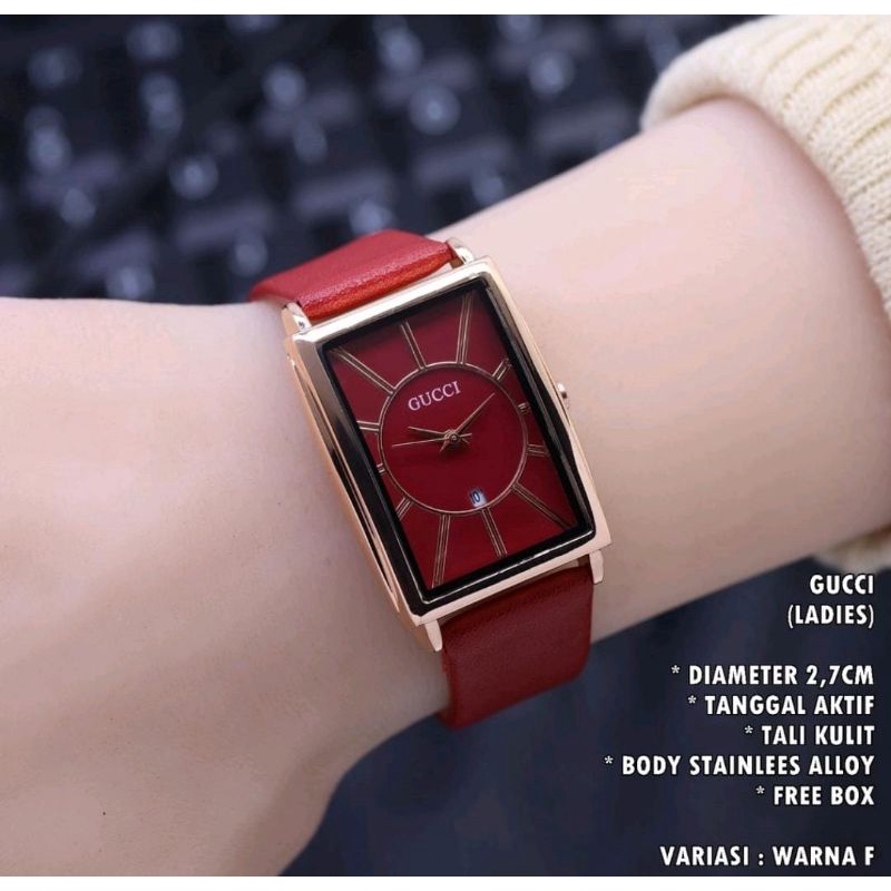 Jam Tangan Wanita Kulit Terlaris Persegi Panjang Leather Strap