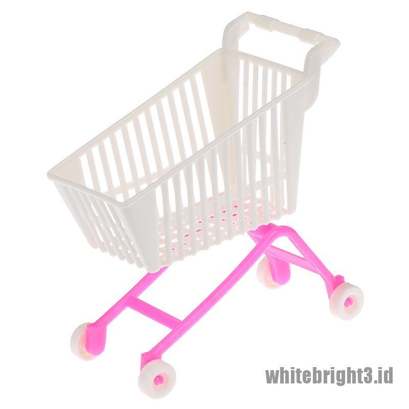 (white3) 1pc Mainan Trolley Belanja Mini Untuk Aksesoris Boneka