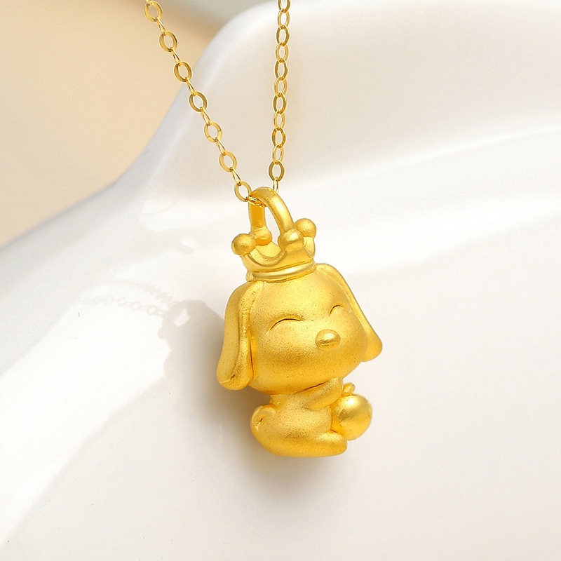 [Ready Stock]Fashion Gold Plated Cartoon Dog Pendant Necklace