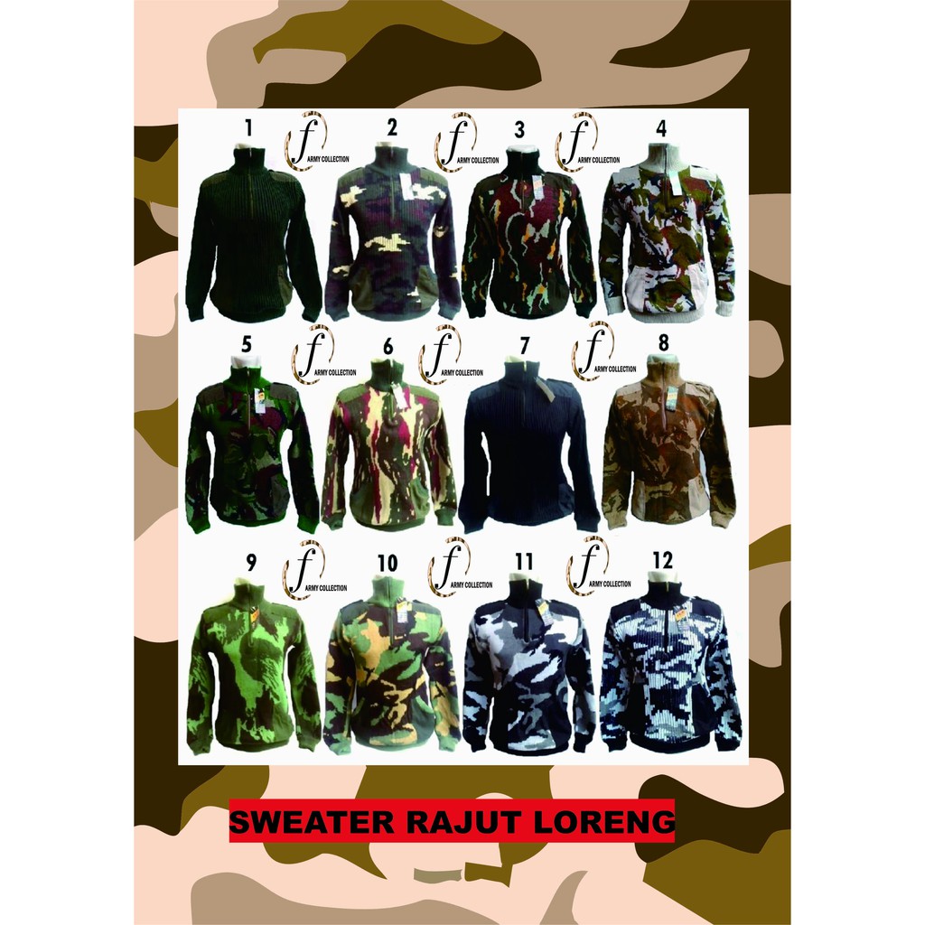 SWEATER RAJUT ARMY LORENG DAN POLOS/OUTWEAR/PAKAIAN PRIA