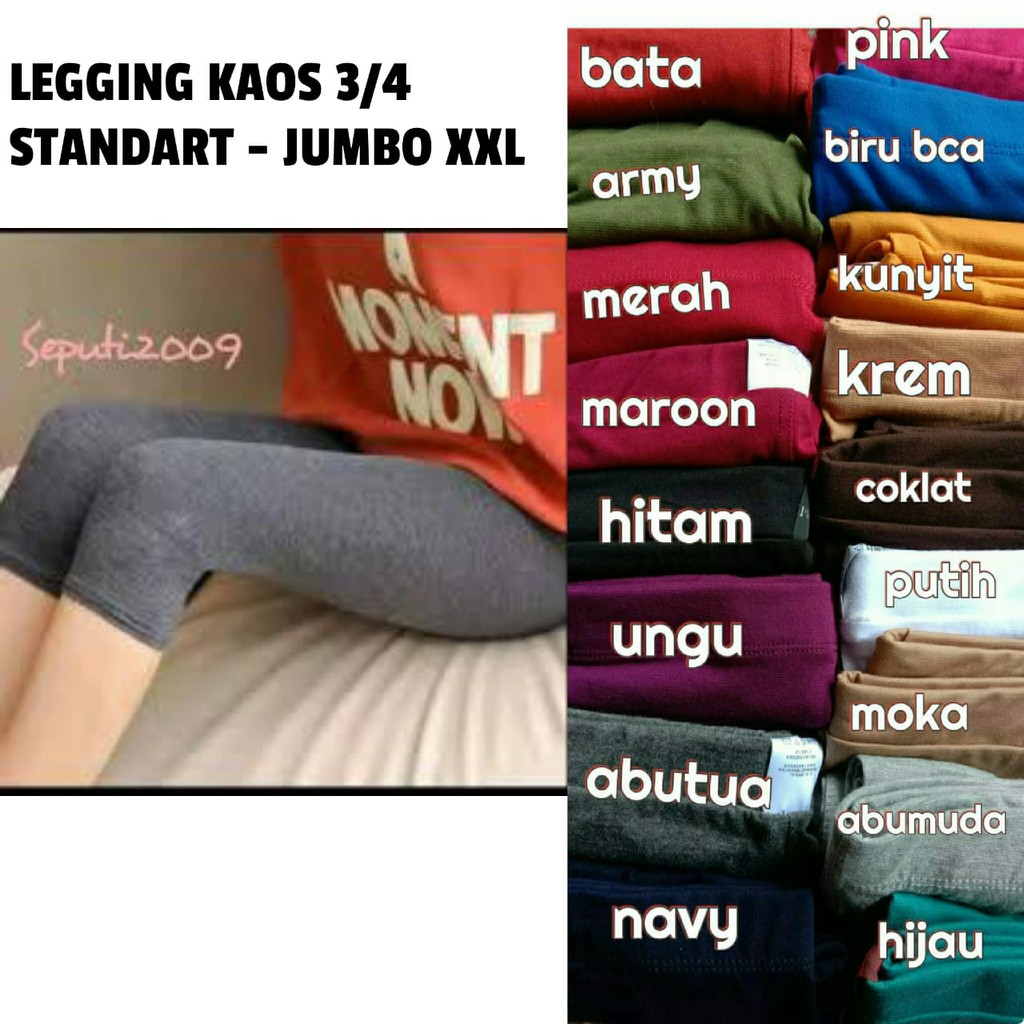 LEGGING 3/4 KAOS RAYON POLOS STANDART DAN XXL