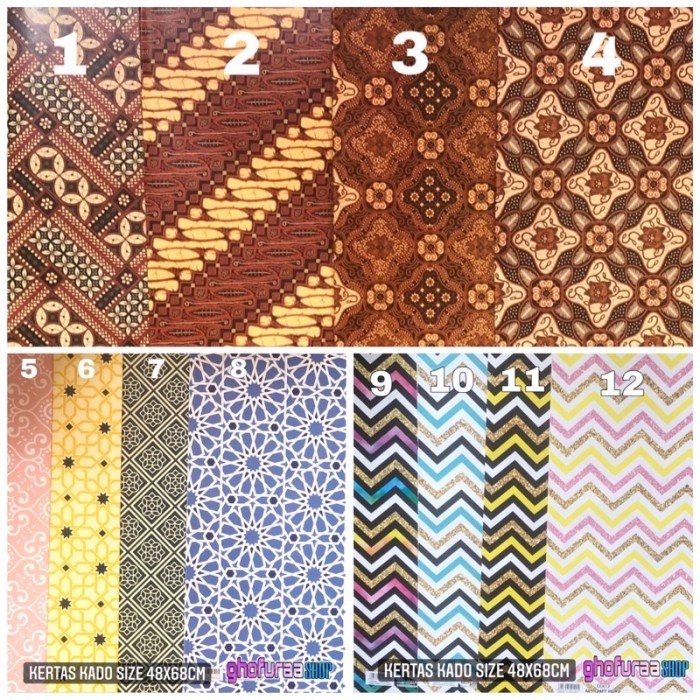 

kertas kado bungkus kado aneka motif batik zigzag mozaik garis warna by anak balon