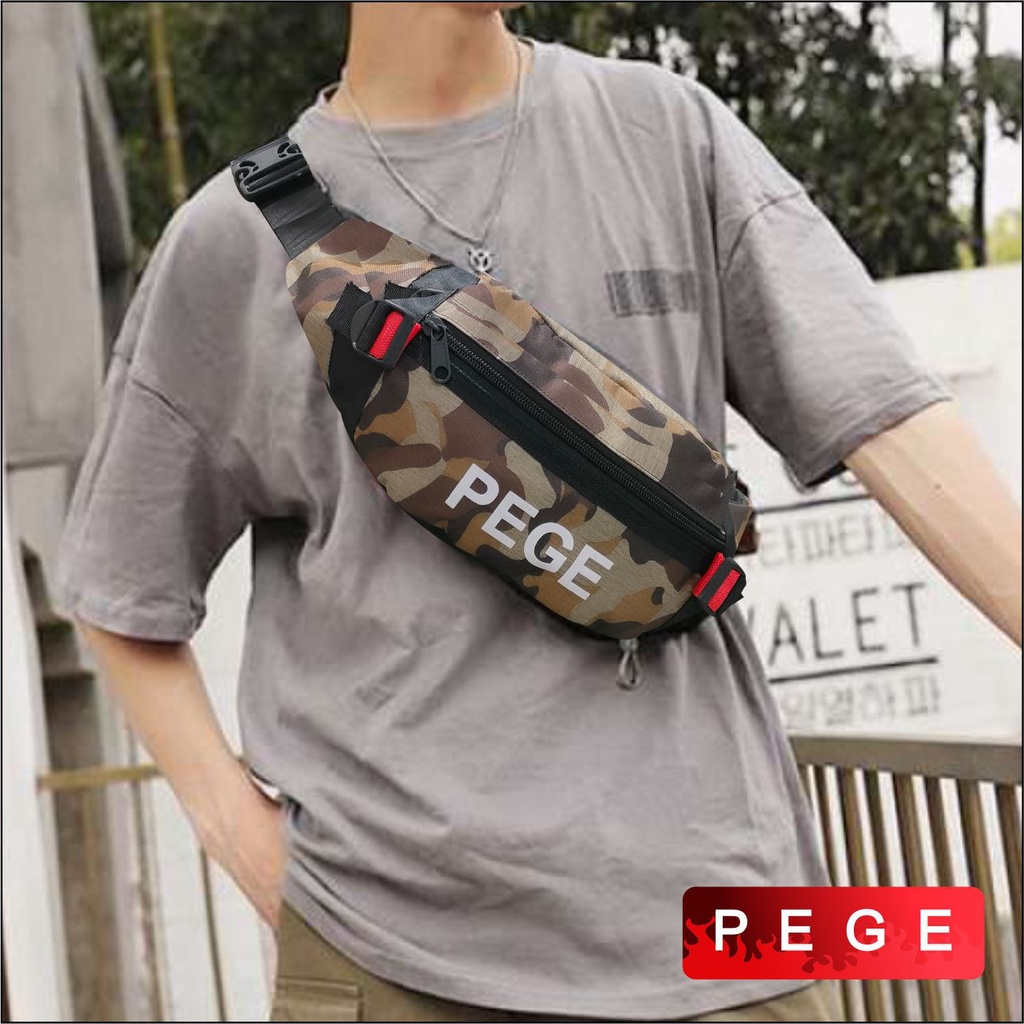 Tas Selempang Bahu Pria Motif Army Loreng Terbaru PEGE Tas Pinggang Waisbagt Pria Keren - PG 8902