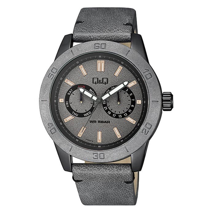 [COD] Jam Tangan Pria Q&Q QQ Analog Strap Kulit Abu AA34J512Y Original GARANSI KEREN KADO TERBARU