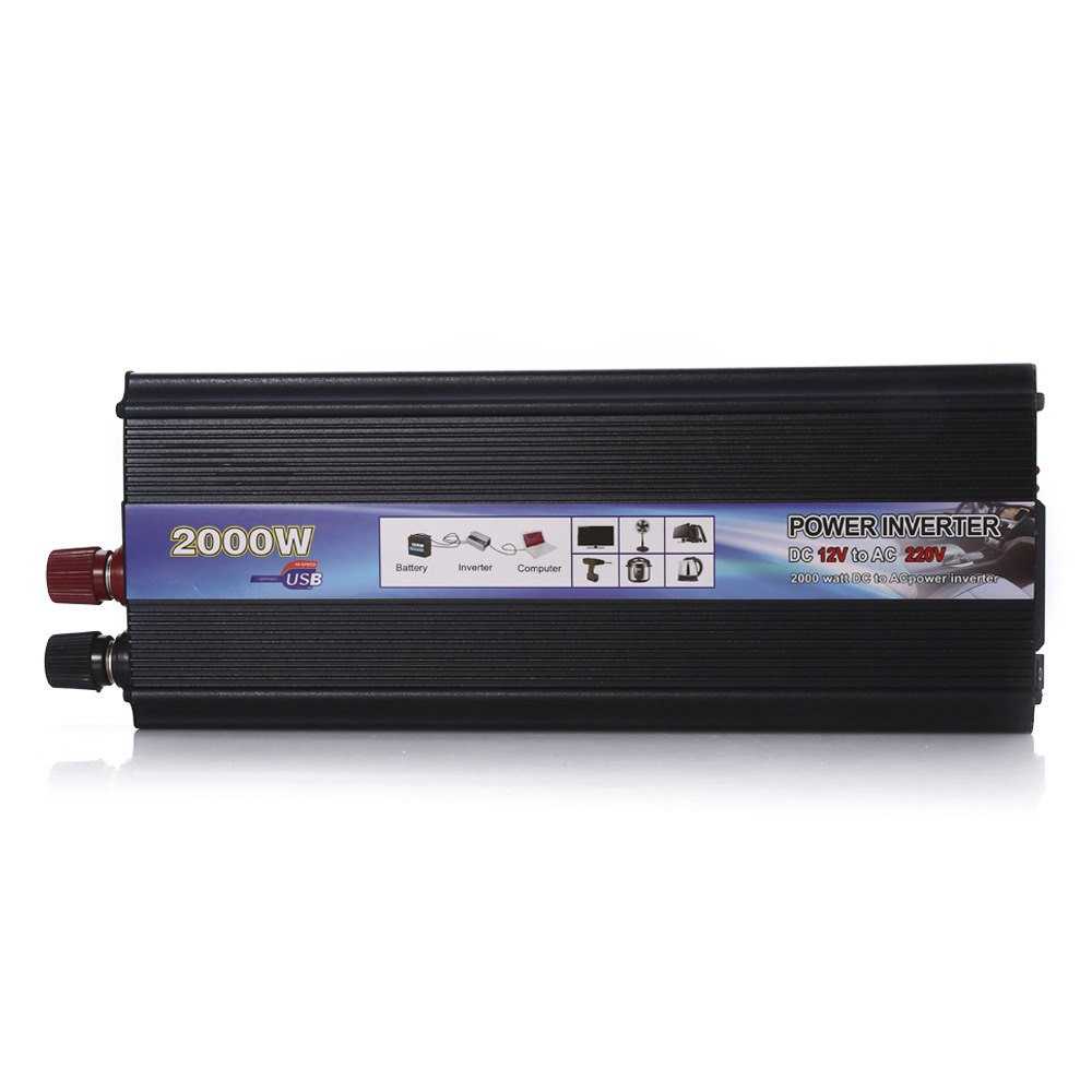 Taffware Rectangle Car Inverter DC 12Volts to AC 220V 2000Watt - PI-Hitam