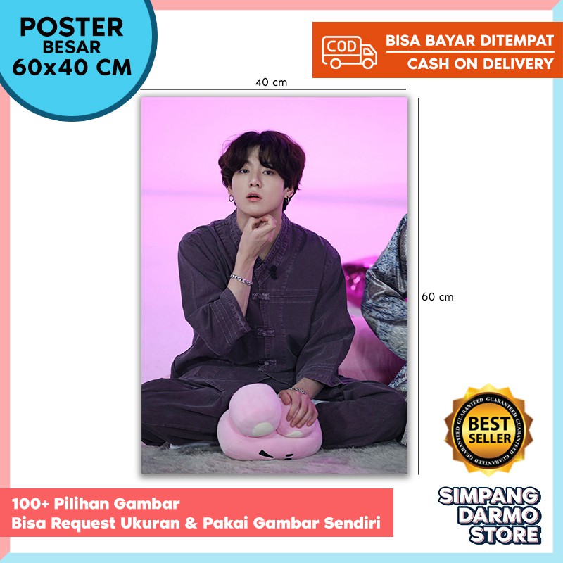 Poster Besar BTS Ukuran 60x40 cm A2 Jungkook V Jimin J-Hope Suga Jin ARMY Hiasan Dinding Pajangan