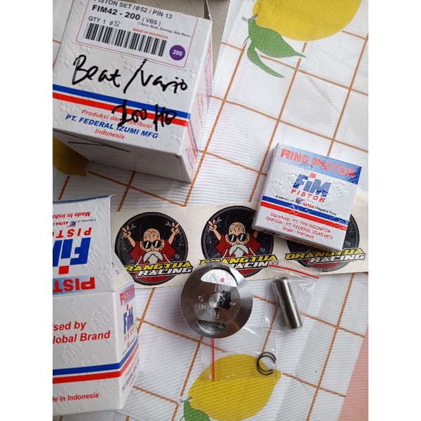 PISTON KIT SEHER FIM 42 HONDA VARIO 110 KARBU BEAT KARBU FI STATER KASAR NON ESP BLADE ABSOLUTE REVO