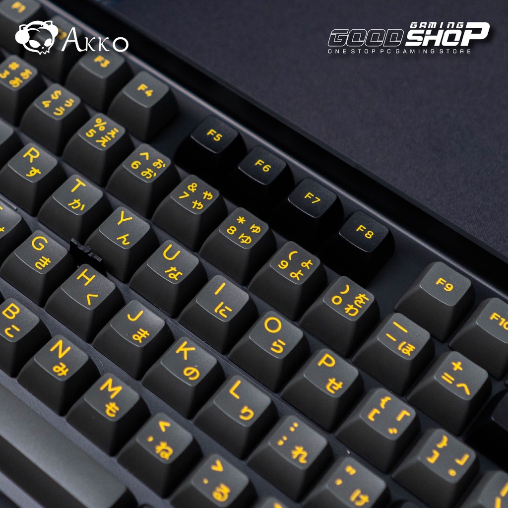 Akko Black &amp; Gold Hiragana Version (158-key) ASA - Keycap Set