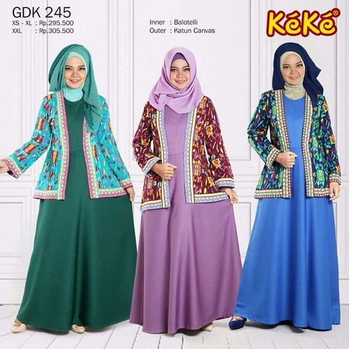 Gamis Dewasa Keke Busana GDK 245 BIRU / UNGU / HIJAU  SALE!!! | Gamis Dewasa Keke GDK 245 Original |
