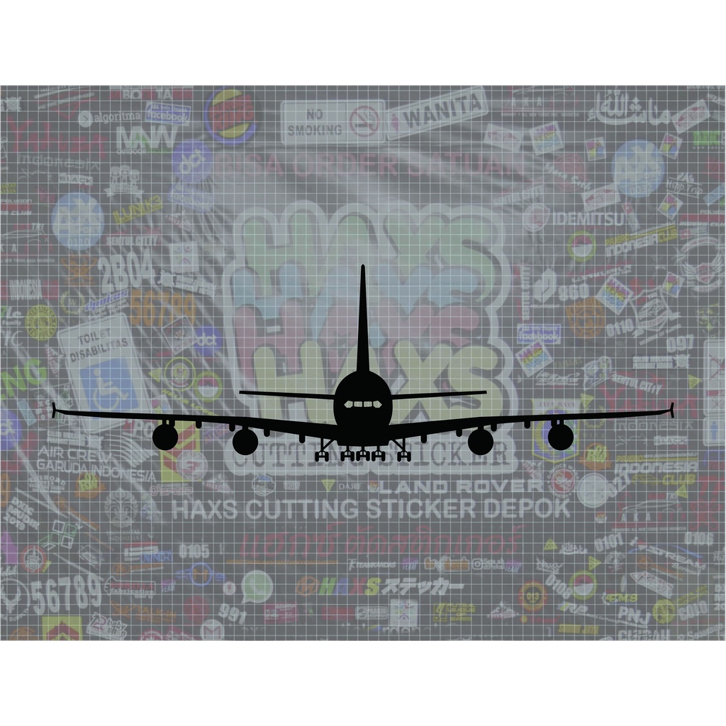 Cutting Sticker Pesawat A380 Kaca Mobil Ukuran 60 Cm