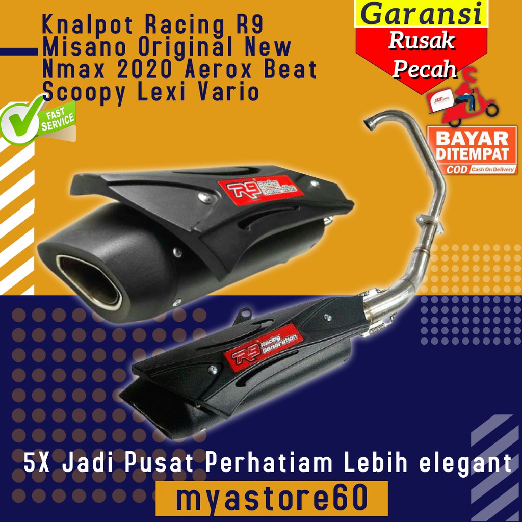 Knalpot Kenalpot Racing R9 Resing Recing Misano Original New Nmax 2020 Aerox Beat Scoopy Lexi Vario