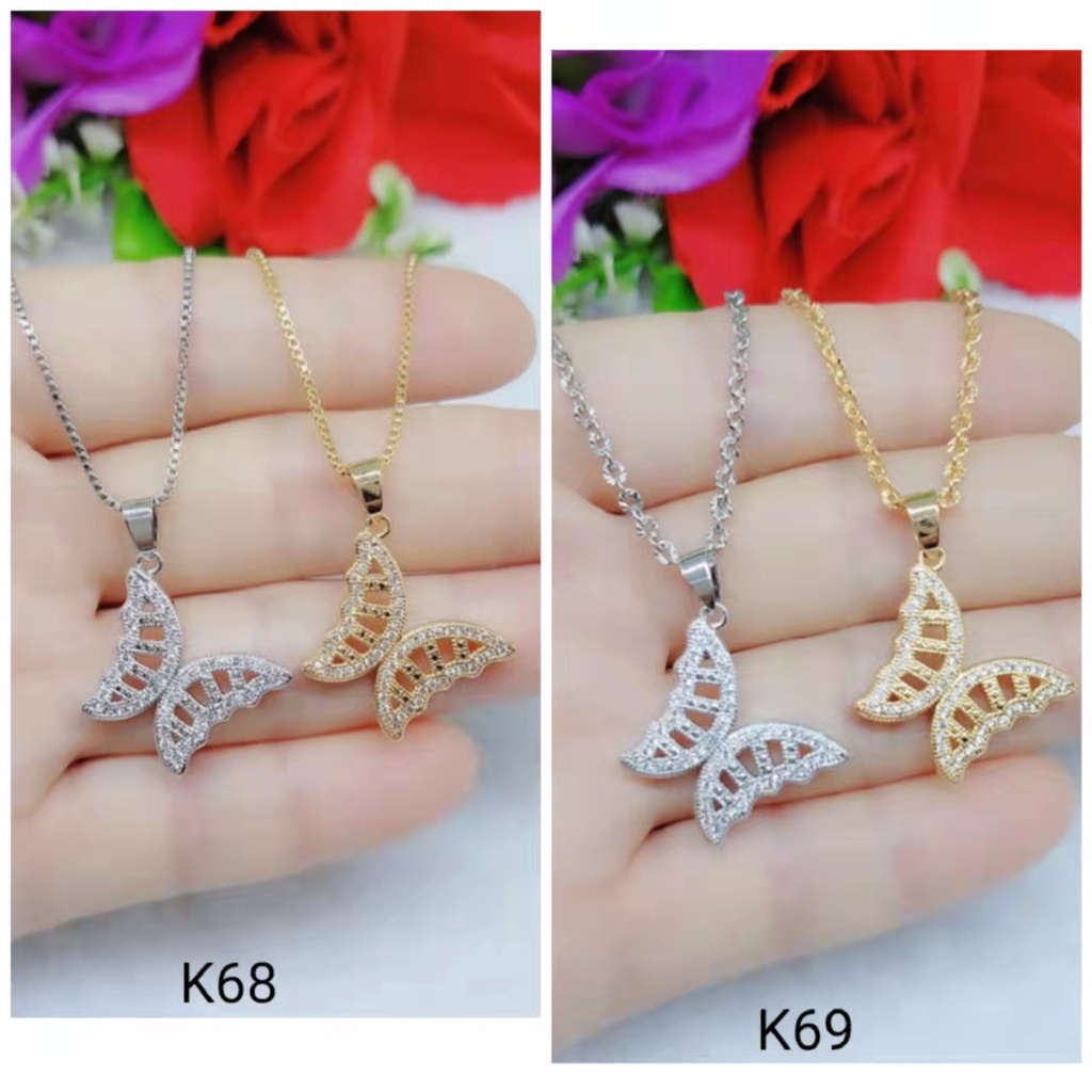 Kalung Kupu-kupu permata lapis emas perhiasan xuping K66-69