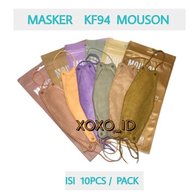 (10 Pcs) Masker Dewasa Kf94 Mouson 4 Ply Warna Tali Senada Kf 94