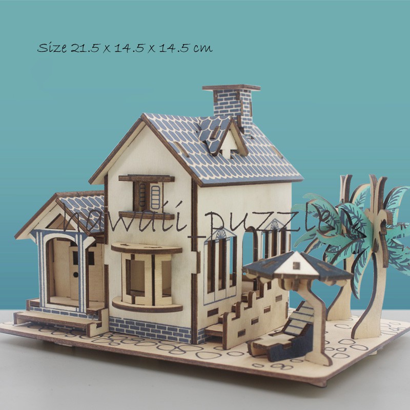 Jual Puzzle 3D DIY Bahan Kayu Model Beach House / Rumah Pantai ...