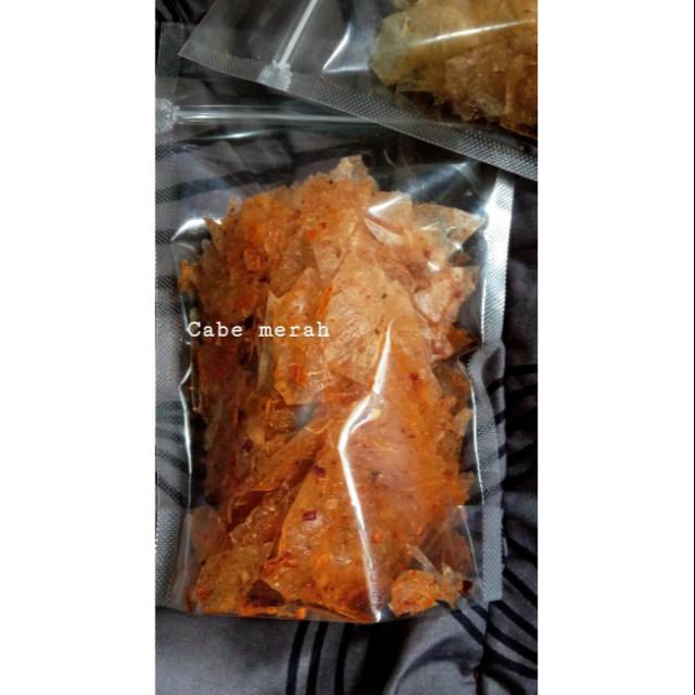 

Keripik kaca / Beledag Rasa Cabe Merah Ektrak Pedas