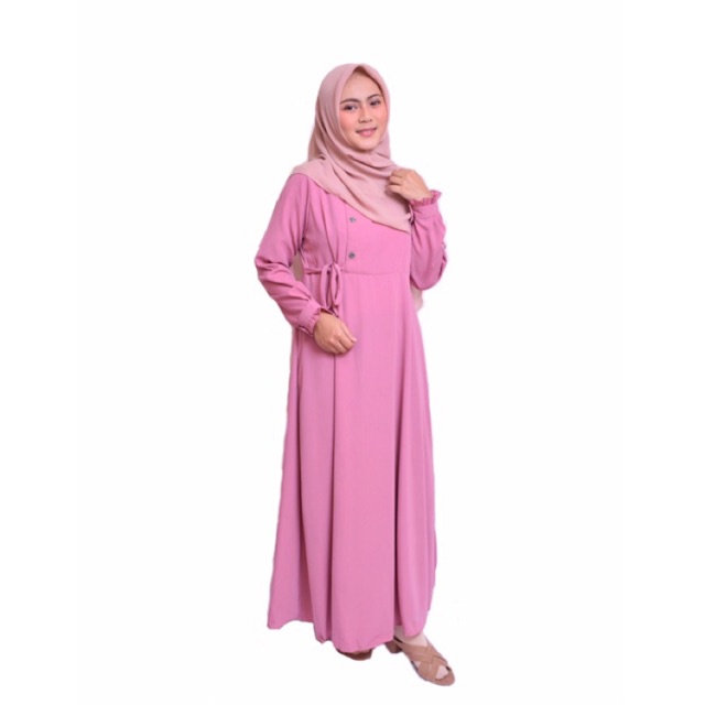 baju gamis wanita dress muslim terbaru Shamarastore Gamis Wolfis Zahrani SALIMA Polos Basic baju gam