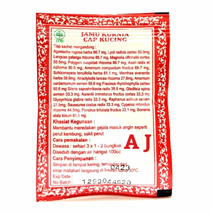 JAMU KURNIA CAP KUCING - OBAT SAKIT PERUT TERBUKTI AMPUH