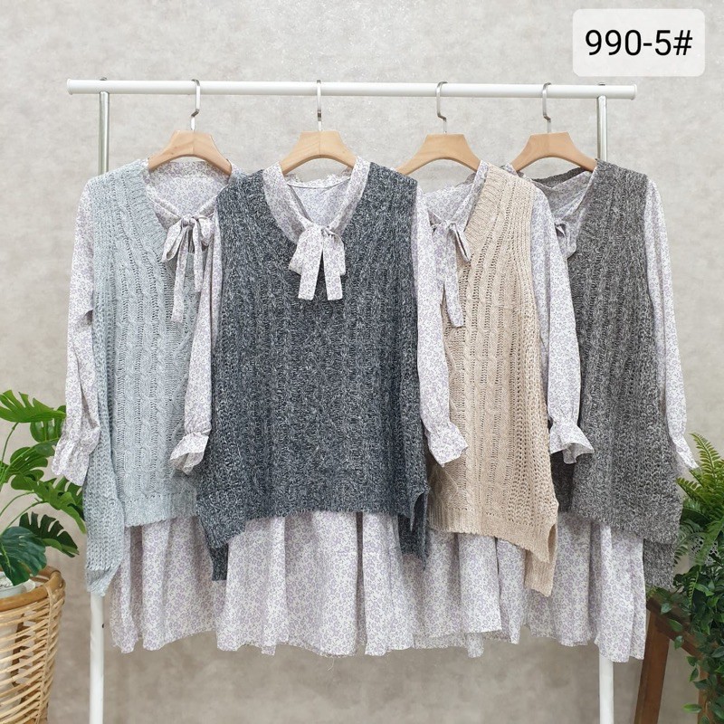 Vest Rajut Import dan Dalaman Tunik bunga MURAH