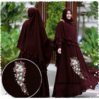 GAMIS MADINA SYARI BAJU HIJABERS GAMIS SYARI SHIFON BORDIR