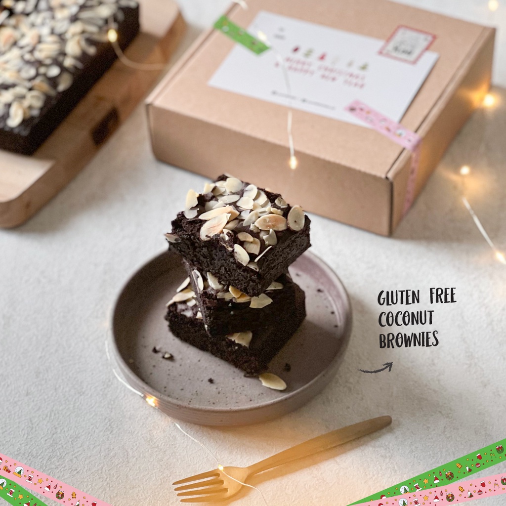 

Brownies - Gluten Free Coconut Brownies / Christmas Gift / Hampers / Chinese New Year/ Tahun Baru/ Gift