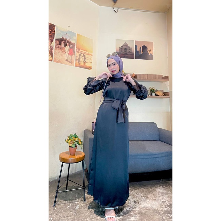 Ava Dress Organza Baju Pesta Gamis Satin Silk Muslim Kondangan Wanita