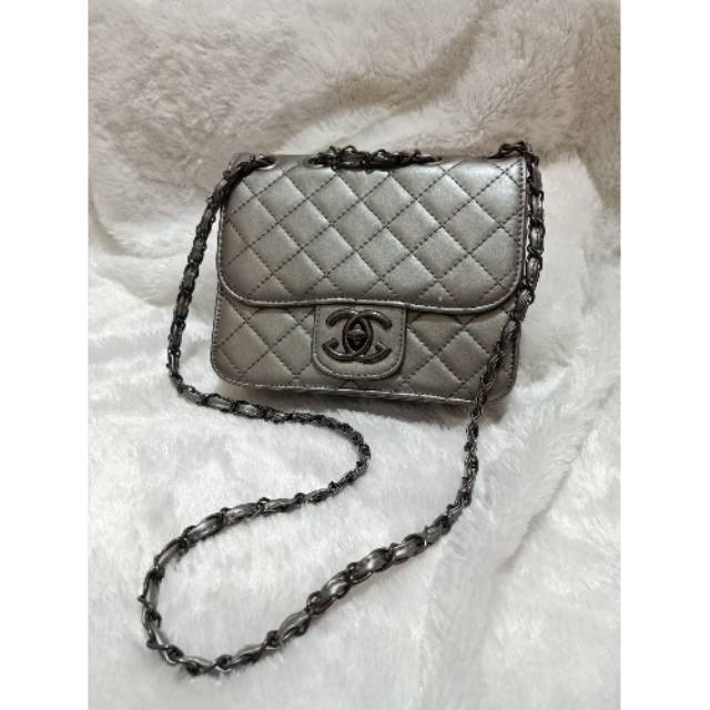 Termurah Preloved tas chanel KW tas wanita tas cewek warna abu-abu grey
