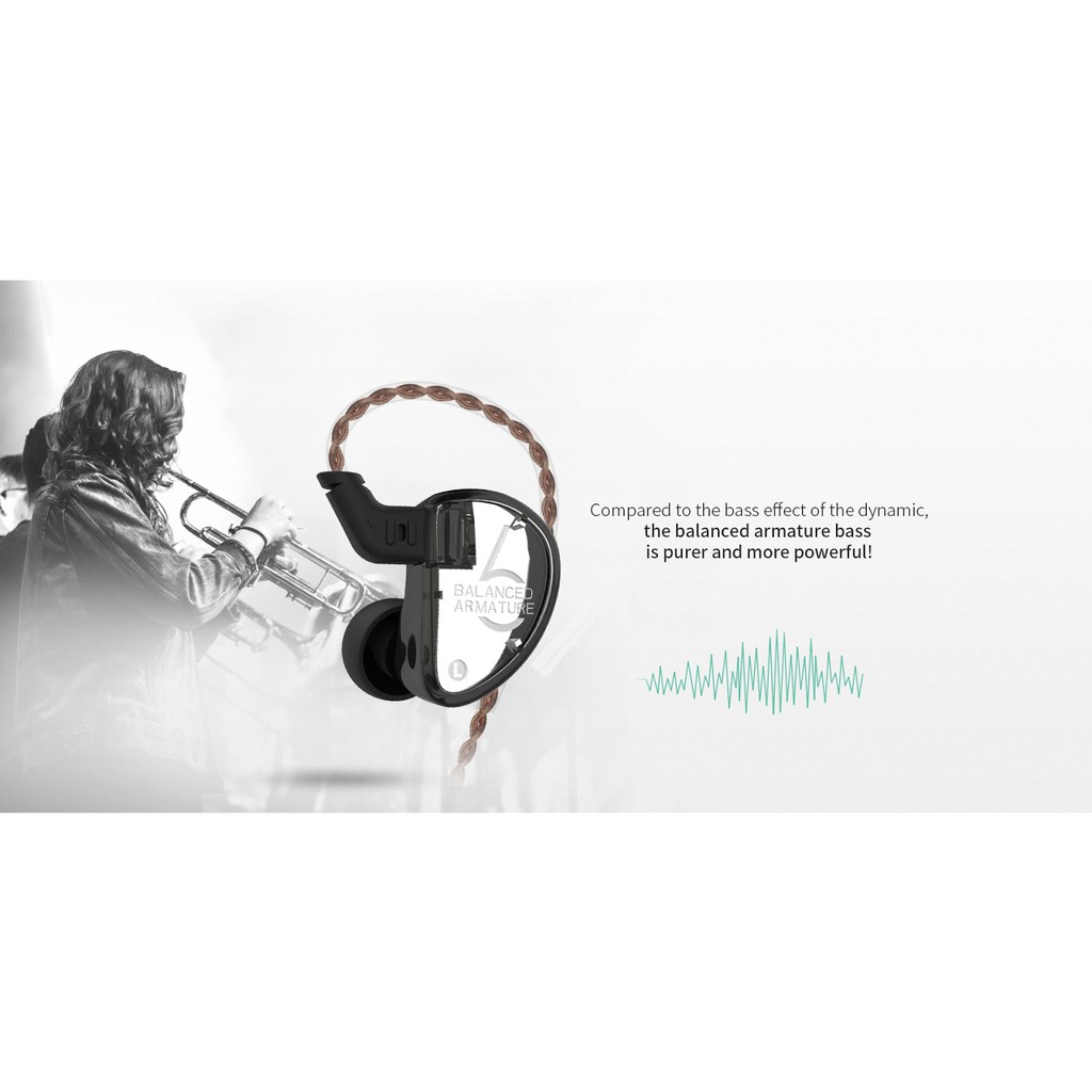 KZ-AS06 Knowledge Zenith KZ-AS6 Pure Balanced Armature Earphone Mic On