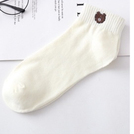 ELFYDO D070 Kaos Kaki Ankle Dewasa Kaus Kaki Motif Brown Bear Karakter Beruang Korea Unisex Murah-Cream