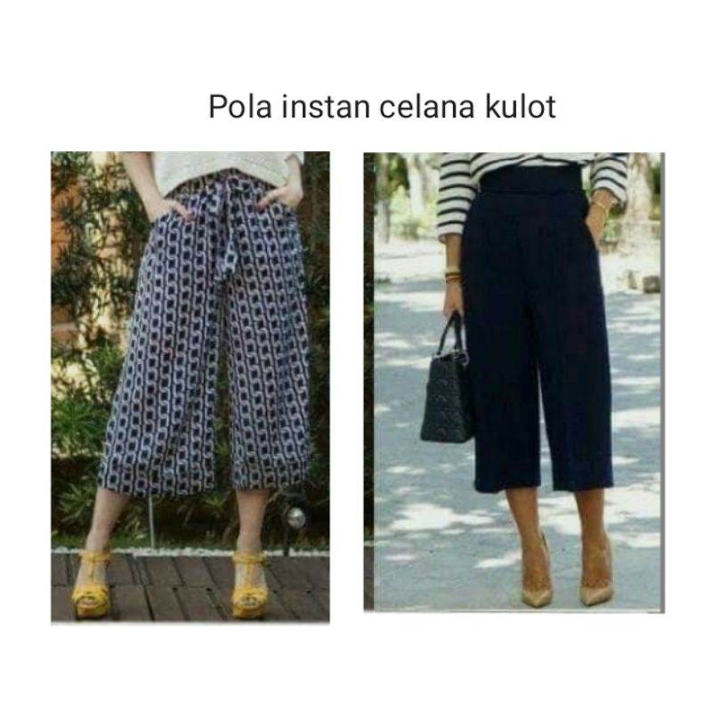 Pola Instan Celana Kulot / kolor ¾  Wanita desainer pola baju