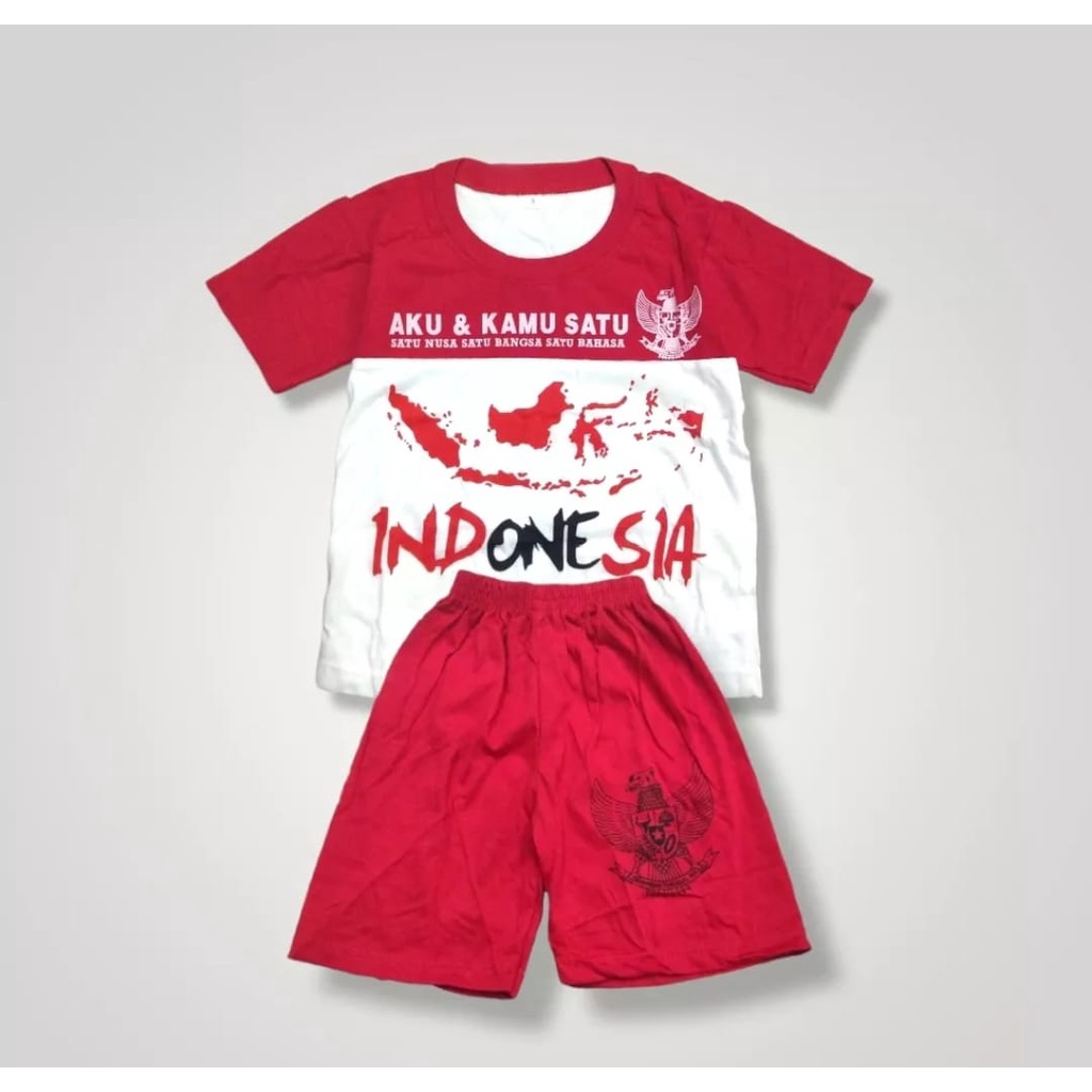 SETELAN BAJU MERAH PUTIH 17 AGUSTUSAN ANAK ANAK