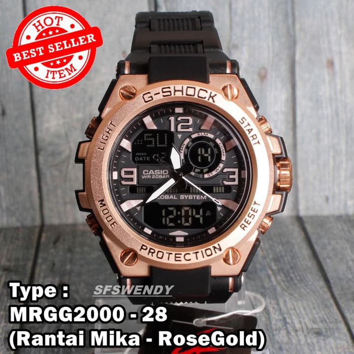 Jam tangan Pria G SHOCK rantai mika MRGG-2000 Hitam digital anti air