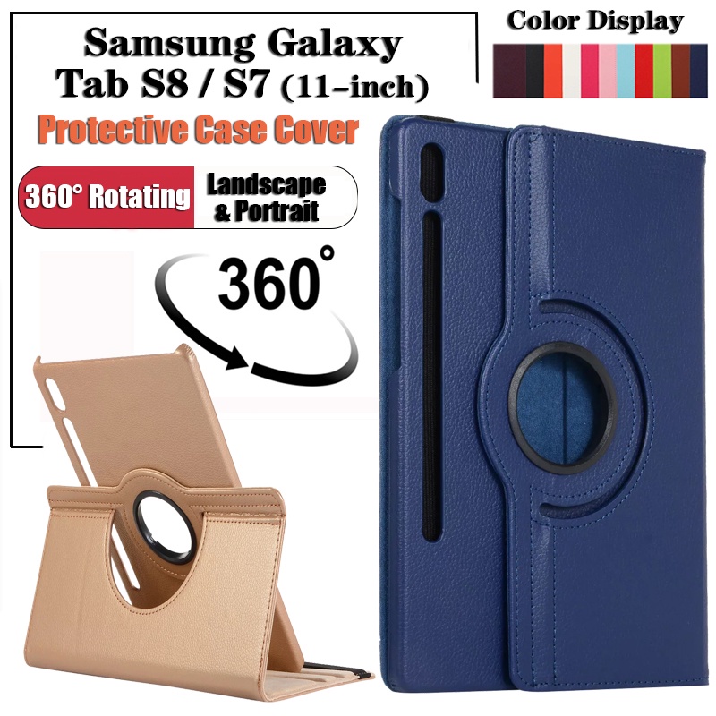 Sarung Tablet Untuk Samsung Galaxy Tab S8 S7 11.0 &quot;SM-X700 SM-X706 SM-X706B/U/N SM-T870 SM-T875 SM-T876B Fashion360° Rotating Stand Flip Casing Case Kulit