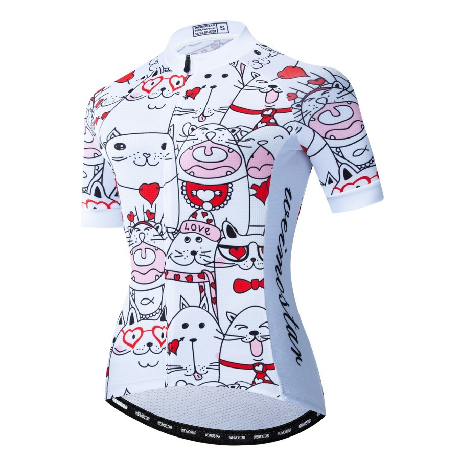 WEIMOSTAR Jersey baju Sepeda Roadbike Wanita road bike love kucing