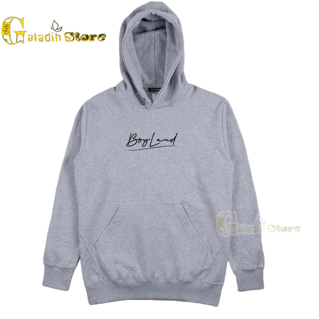 Hoodie pria distro original brand terbaru Sweater Boyland Abu Muda Unisex Cowok Cewek M-XXL COD