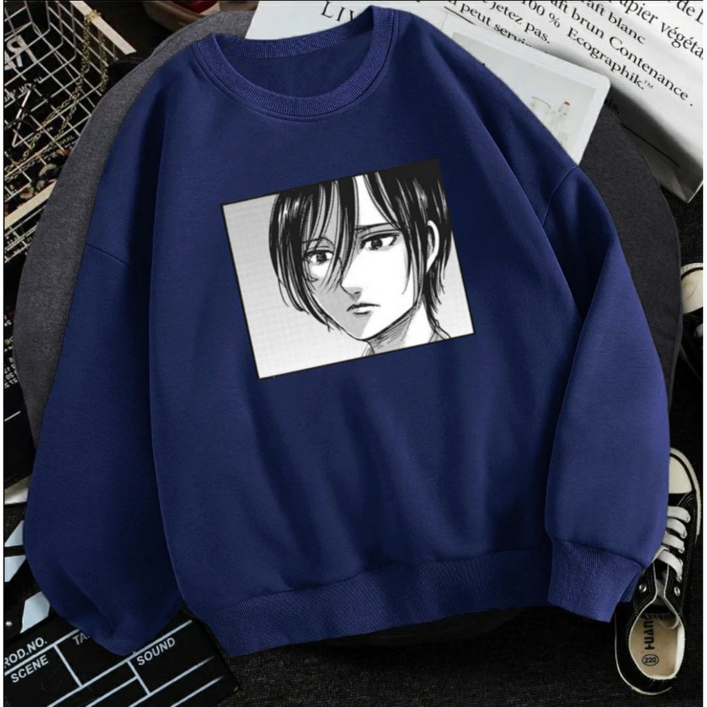 ANIME SWEATER MIKASA / SWEATER PRIA TEBAL