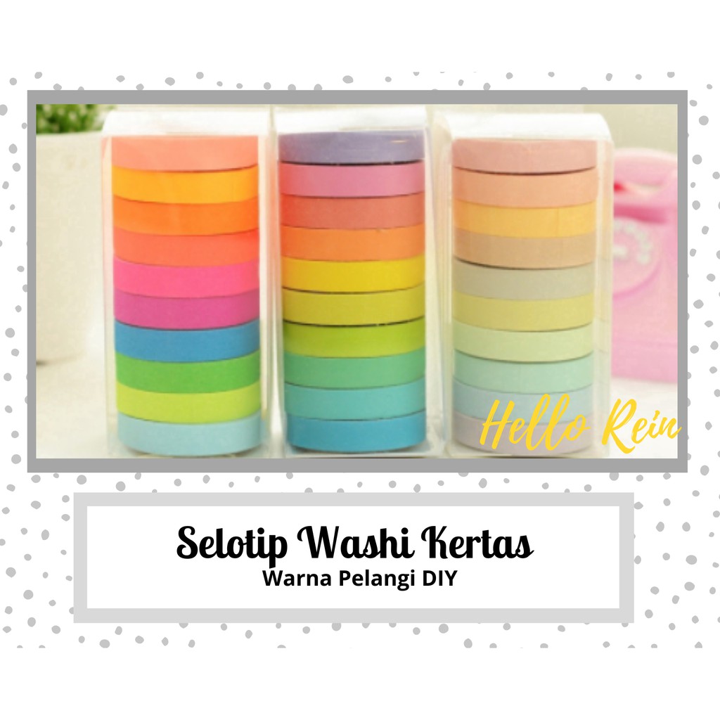 

Selotip Washi Kertas warna pelangi - Solatip Kertas warna Rainbow - Paper Tape Rainbow Hello Rein
