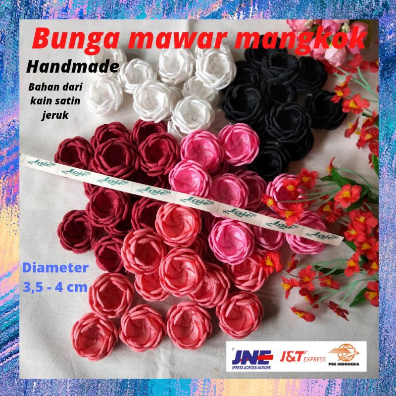 Bunga Mawar Kain Palsu Artifisial Handmade Hand Bouket Merah Hitam Putih Pink Cantik Mini