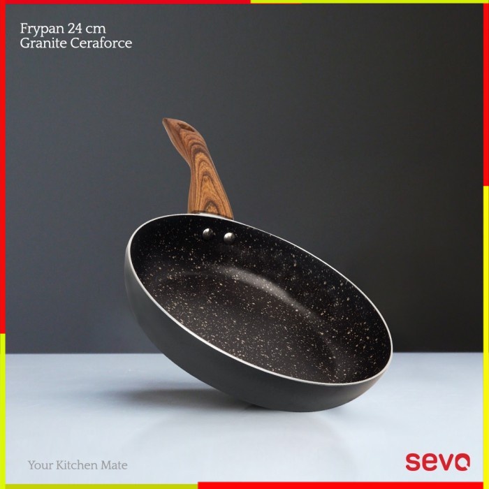 PANCI PENGGORENGAN SEVO FRY PAN 24 CM GRANITE GRANIT SUPER PAN BLACKWOOD SERIES  INDUKSI TEPLON TEFL