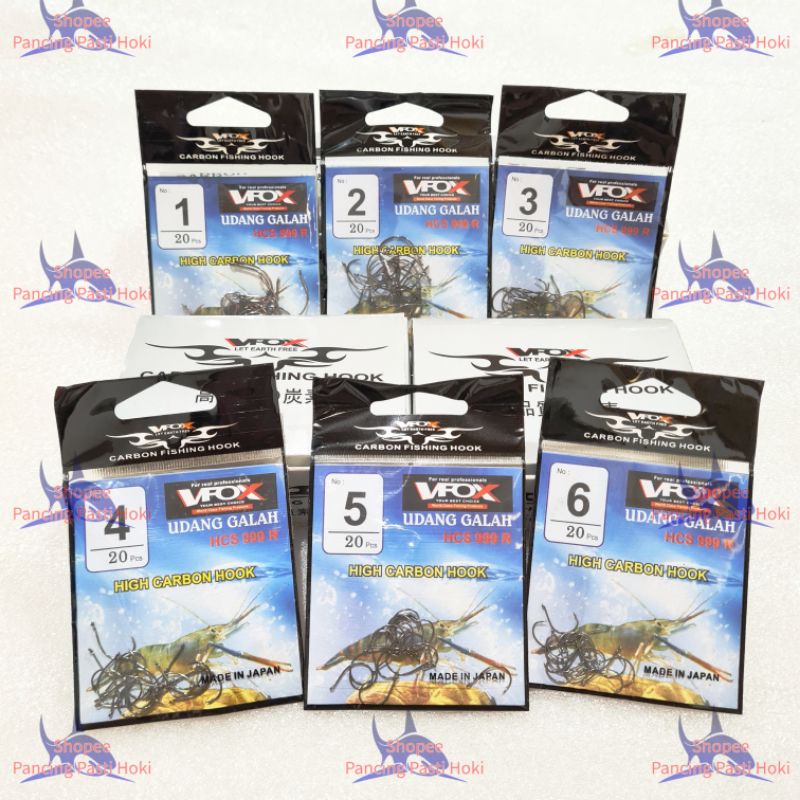 mata pancing UDANG GALAH VFOX high CARBON ISI 20 / mata kail udang