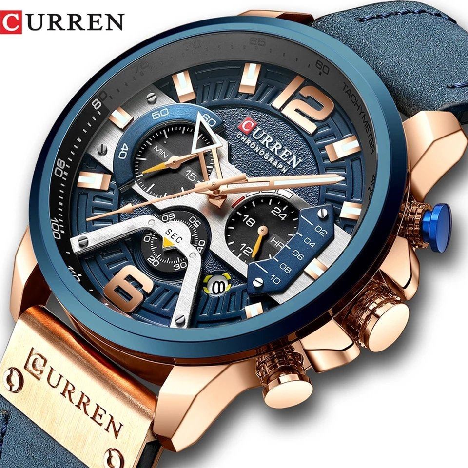 CURREN 8329 Jam Tangan Pria Quartz Chronograph Top Brand Mewah