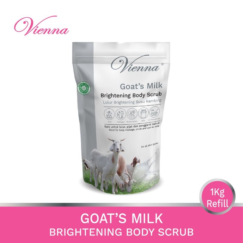 VIENNA Body Scrub Goat's Milk 1KG - POUCH | Lulur Susu Kambing