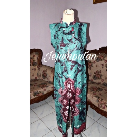 Outer Panjang Kensi Jumputan Motif Pola Tengah