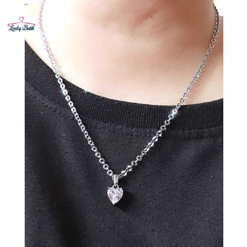 Lovelybutik - Kalung Wanita Titanium Korea Terbaru Nuri Kalung Liontin Remaja Dewasa Titanium Asli Anti Karat Model Terbaru Kalung Rantai Nori donat dan Liontin Krist4l Love Free Kotak Perhiasan