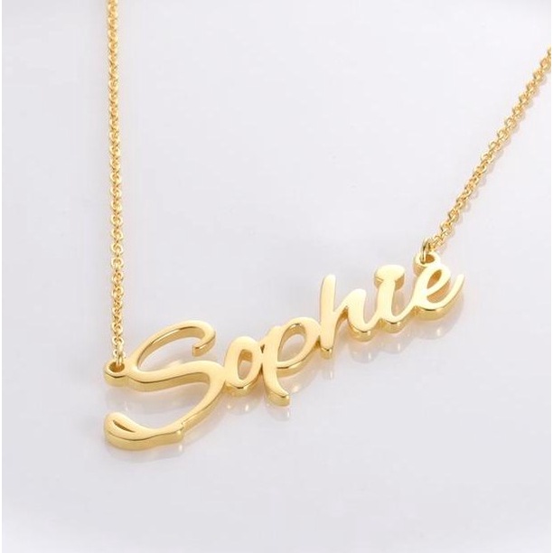 kalung liontin nama daily &amp; custome / kalung KALUNG NAMA CUSTOME PERSONALIZED NECLACE KALUNG WANITA TITANIUM UKIRNAMA LIONTIN LAPIS EMAS 24K