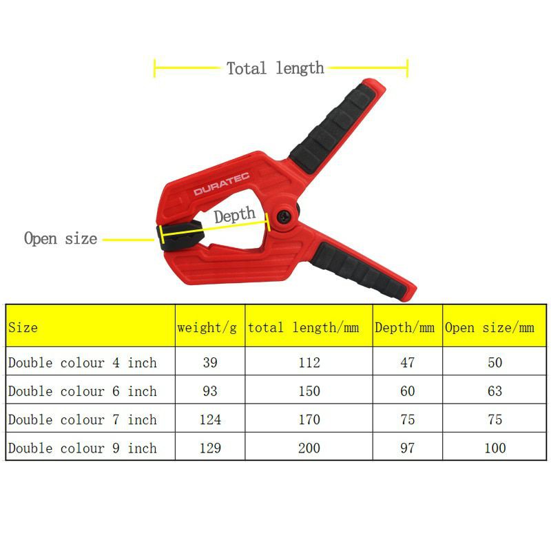 9 Inch Clamp Spring DURATEC Alat Penjepit Bahan Plastik Tipe A Extra Besar Untuk Pengerjaan Kayu