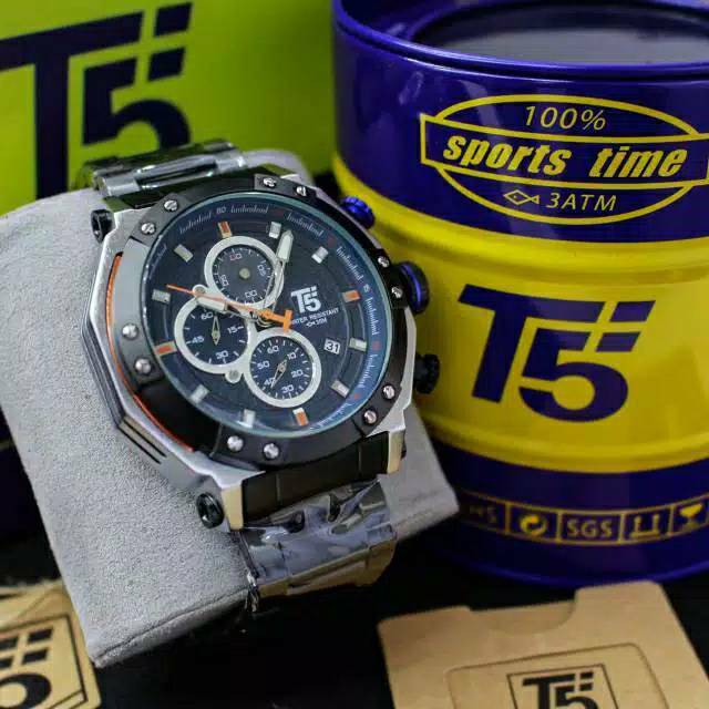 Jam T5 H 3631 stainless steel chronograph bergaransi free box