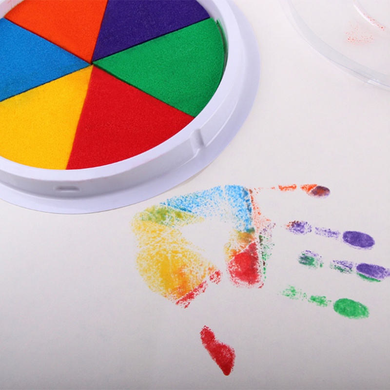 Mary 6warna Ink Pad Stamp DIY Finger Painting Craft Pembuatan Kartu Bulat Besar Untuk Anak-Anak