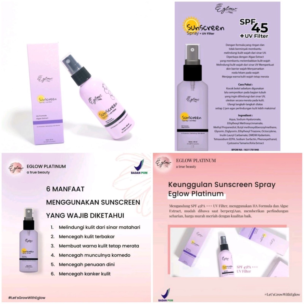 E GLOW PLATINUM SUNSCREEN SPF 45 + UV FILTER