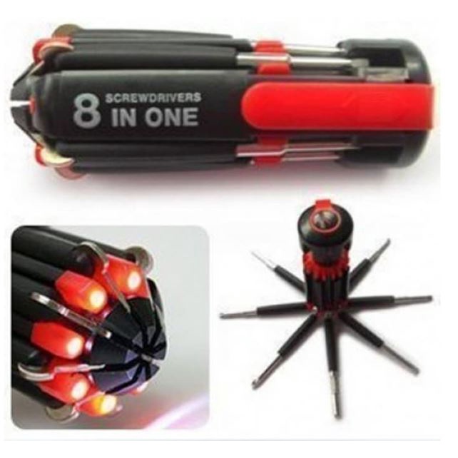 (NCS) COD Obeng 8in1 Senter Lampu LED Emergency Multifungsi Perkakas 8 in 1 Screwdrivers Travel