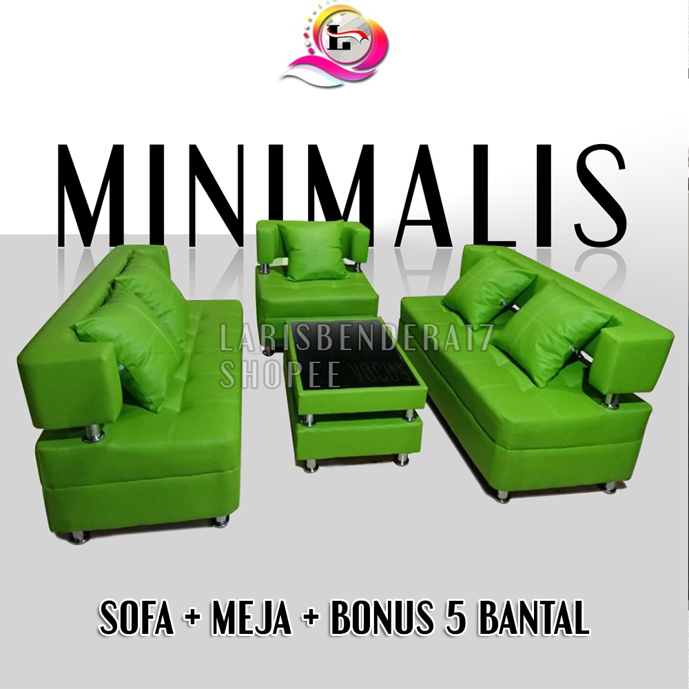 Set Sofa 221 Seater + Meja | Full Warna - Bahan Kulit (Anti Basah) Sofa Ruang Tamu, sofa cafe, sofa 